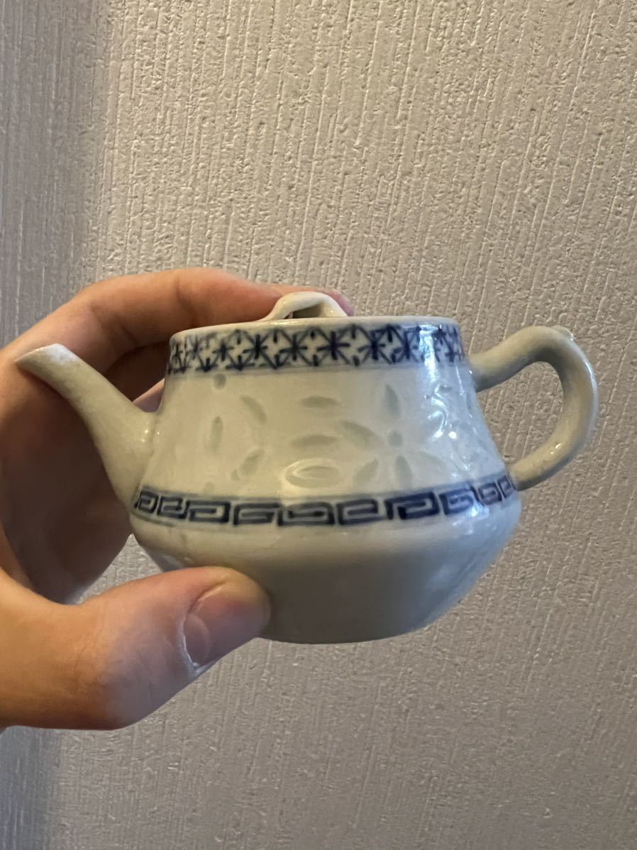 骨董 色絵 急須 アンティーク 中国茶 ティーポット 唐物 清 粉彩 古