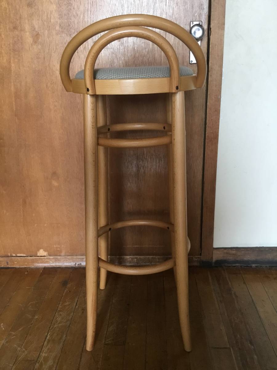 秋田木工◎ベントウッド ハイスツール◎美品 ナチュラル ブナ無垢材曲 