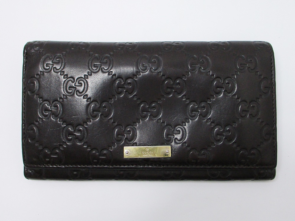 22-2233【中古・ホック難あり】GUCCI グッチ シマ 二つ折り長財布 