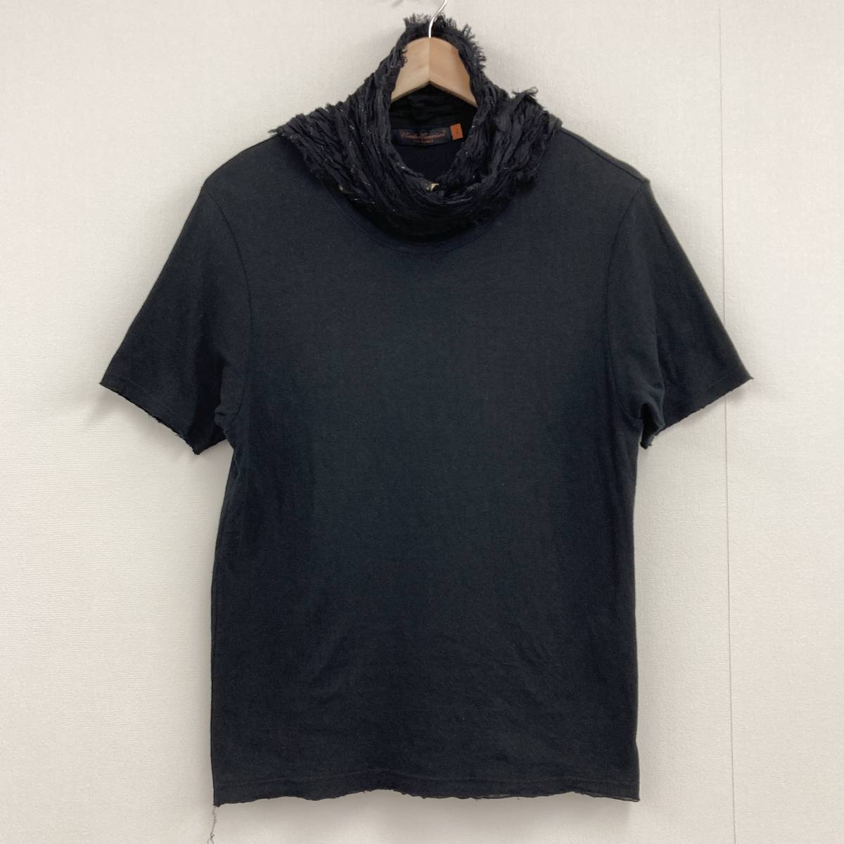 PURPLE期 ダメージ加工 ストール ドッキングTシャツ UNDERCOVER 07SS PURPLE期 ストール ドッキング カットソー ブラック