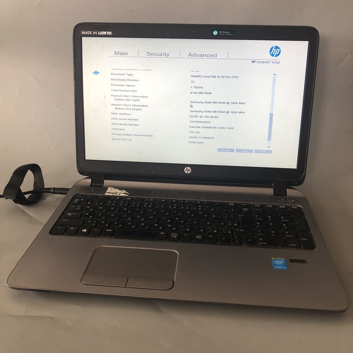 【2026，HOT】 JXJK1141 ジャンク HP ProBook 450 G2/Core i5-4210M 1.70GHz/メモリ8G/SSD 128GB/動作未確認/BIOS確認済(15インチ～)｜売買されたオークション情報、yahooの商品情報をアーカイブ公開 - オークファン HP