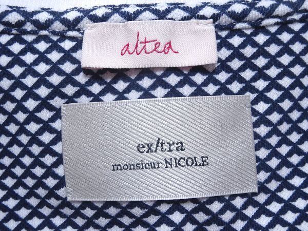 定価2.1万 新品▼ MONSIEUR NICOLE ムッシュニコル × altea アルテア▼ ライン入り 半袖 ジオメトリック コットン ポロシャツ 48(L)NVY NICOLE MONSIEUR ニコル ムッシュニコル 1.6万 site