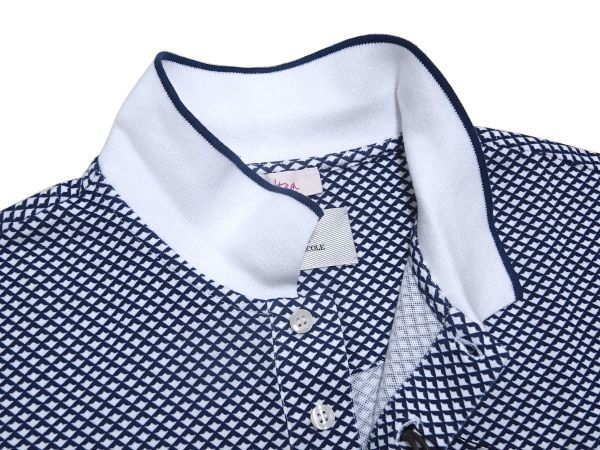 定価2.1万 新品▼ MONSIEUR NICOLE ムッシュニコル × altea アルテア▼ ライン入り 半袖 ジオメトリック コットン ポロシャツ 48(L)NVY NICOLE MONSIEUR ニコル ムッシュニコル 1.6万 site