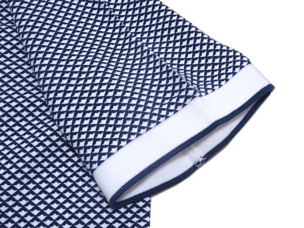 定価2.1万 新品▼ MONSIEUR NICOLE ムッシュニコル × altea アルテア▼ ライン入り 半袖 ジオメトリック コットン ポロシャツ 48(L)NVY NICOLE MONSIEUR ニコル ムッシュニコル 1.6万 site