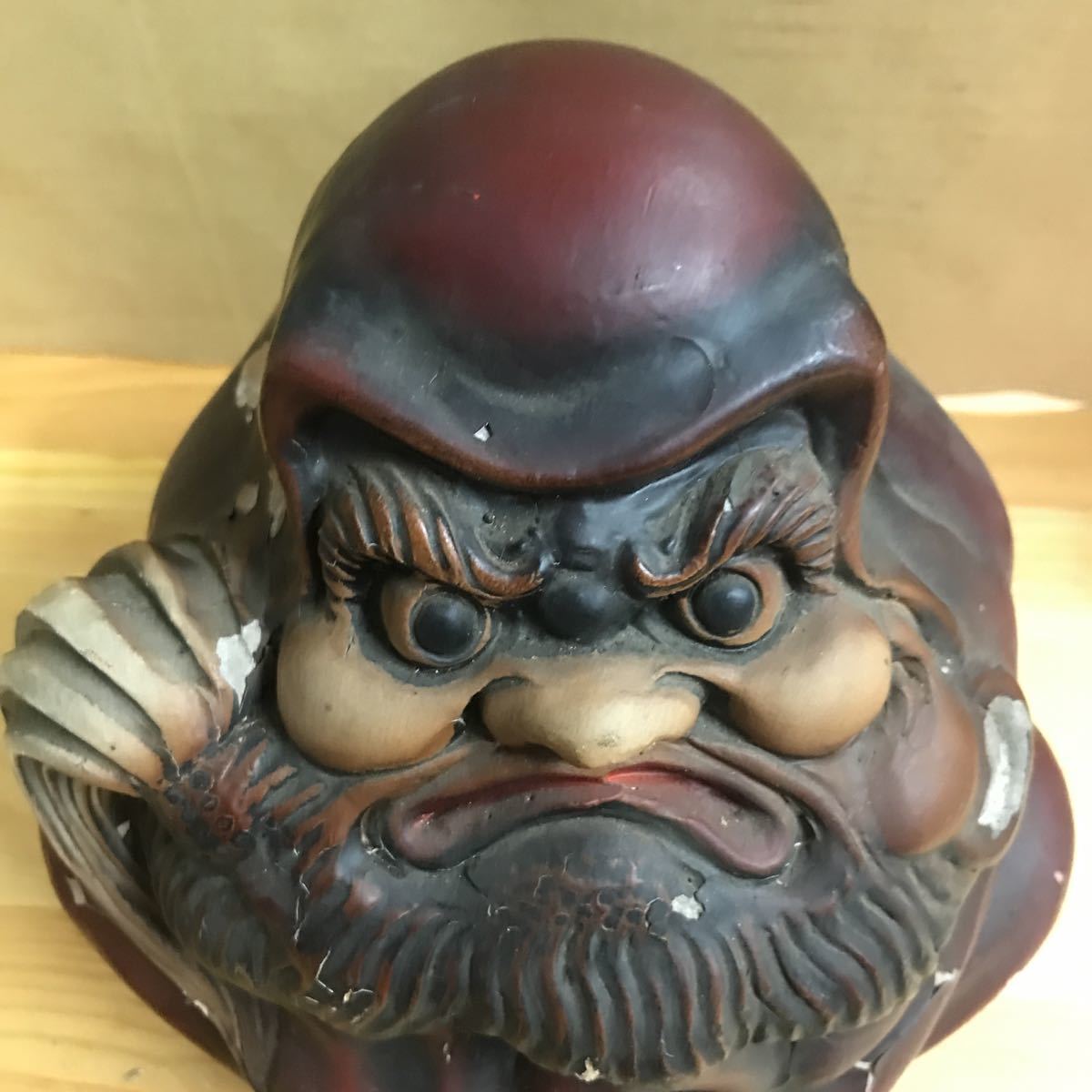 7-5 希少！名匠 七代 錦松 作 達磨 大師 検索】置物/骨董/陶器