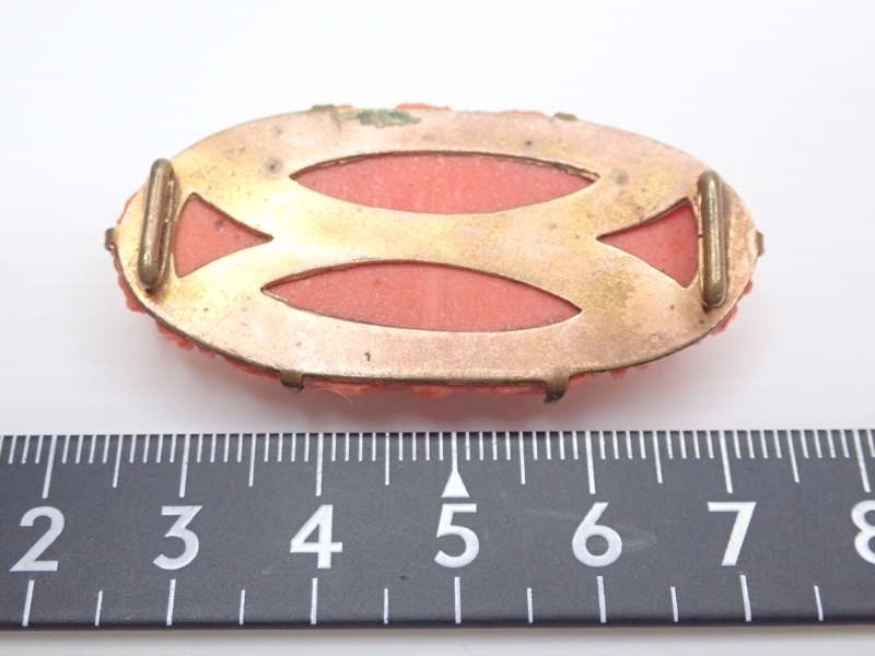 B002　帯留め　樹脂製　珊瑚風　彩花デザイン　レトロ/和装小物/着物　Japanese Kimono Jewelry