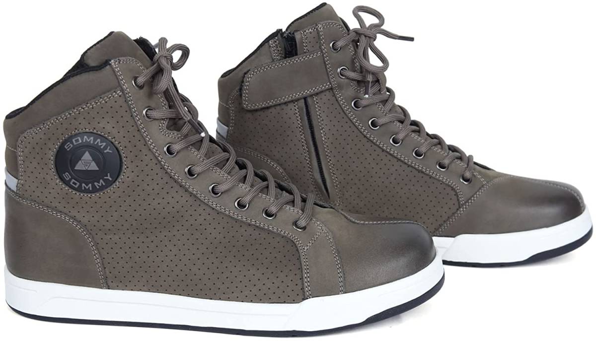 バイク用 ライディングシューズ メンズ 牛革 オートバイ靴 プロテクトシューズ 防水 滑り止め 男女兼用 耐磨耗性 グレー