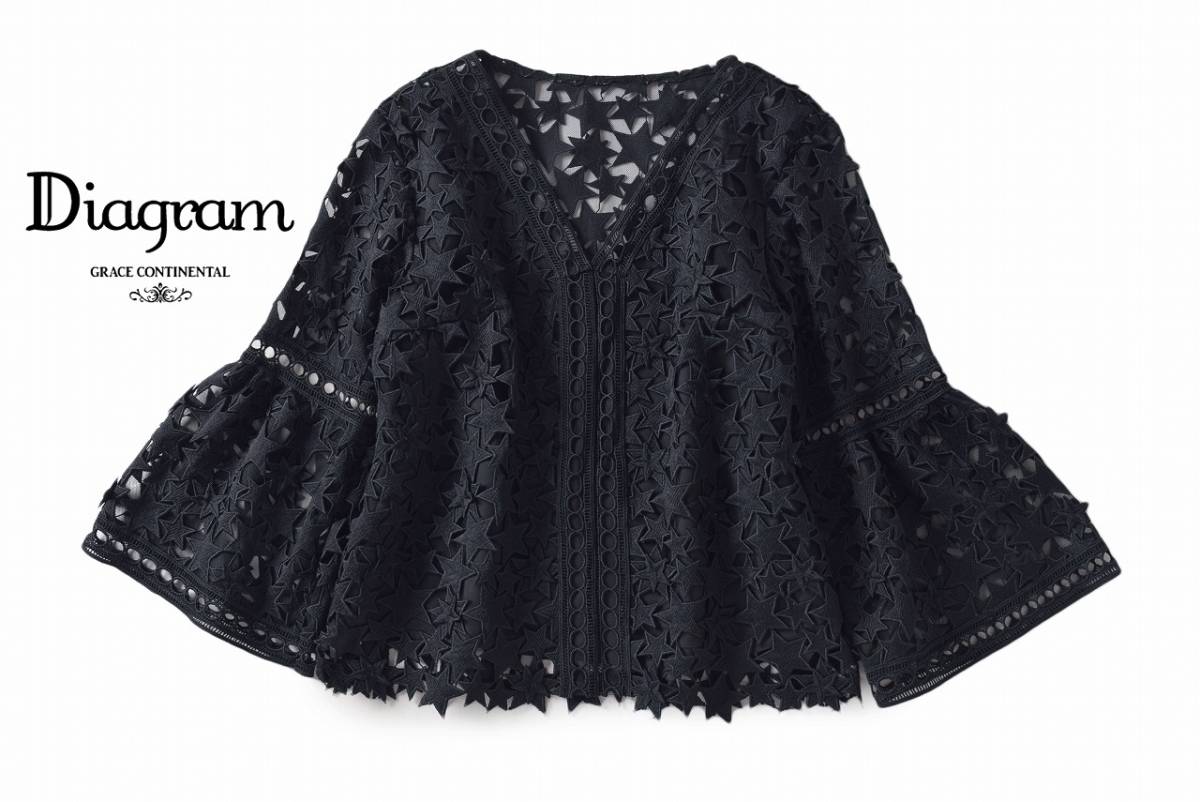 美品☆グレース・ダイアグラム☆38size/9号☆ブラウス黒G187 美品 