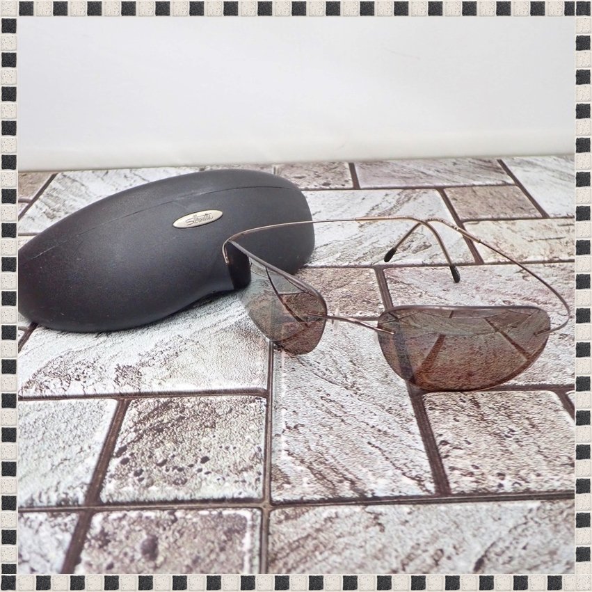 【 極上美品 】 シルエット ミニマルアート サングラス M8571 /45 6061 チタン ブラウン系 アイウェア ケース付 Silhouette 1円スタート ④