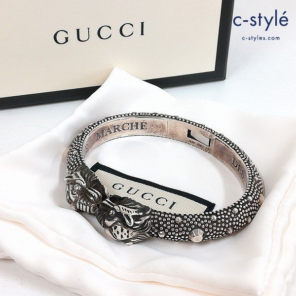 B599a [人気] GUCCI グッチ タイガーヘッドバングル イタリア製