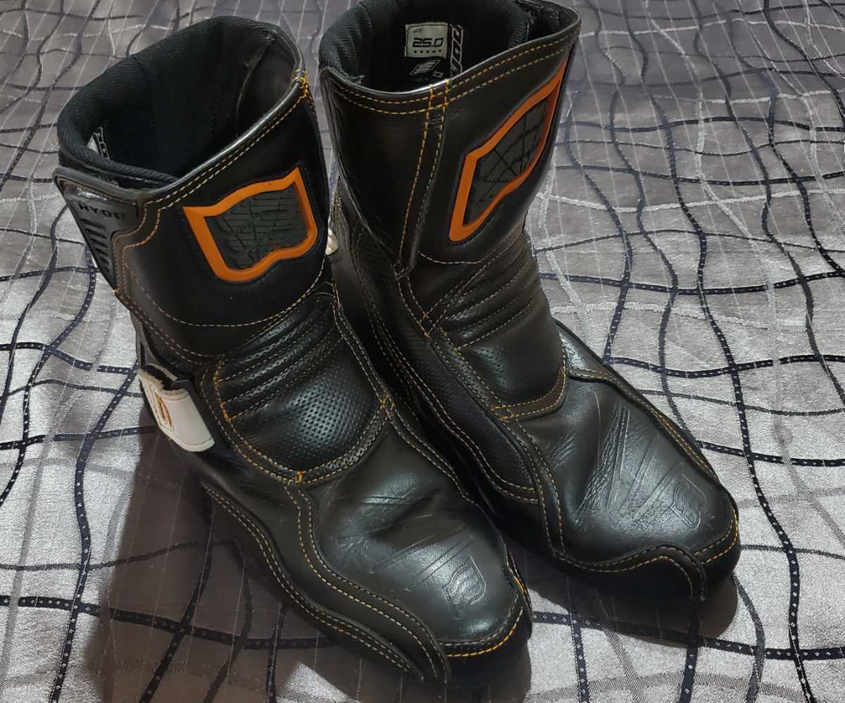 美品】HYOD BOLGA D3O 25.0㎝ レザーブーツ ヒョウドウ バイク