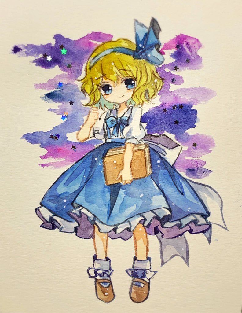 【639】 オリジナル 手描きイラスト 東方Project アリス 水彩 色紙 東方Project 東方旧作 アリス 手描きイラスト (手描きイラスト)｜売買