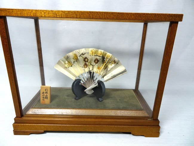 □純銀扇 ◇武比古作/TAKEHIKO◇シルバー SlLVER 置物 扇 ガラスケース