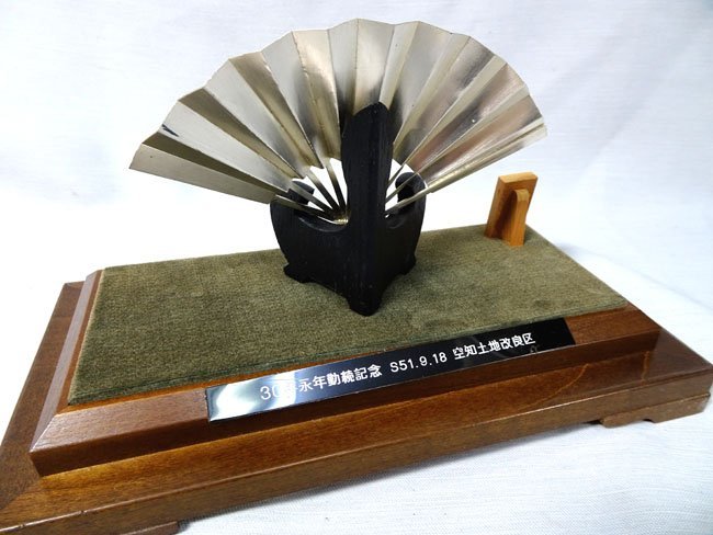 □純銀扇 ◇武比古作/TAKEHIKO◇シルバー SlLVER 置物 扇 ガラスケース