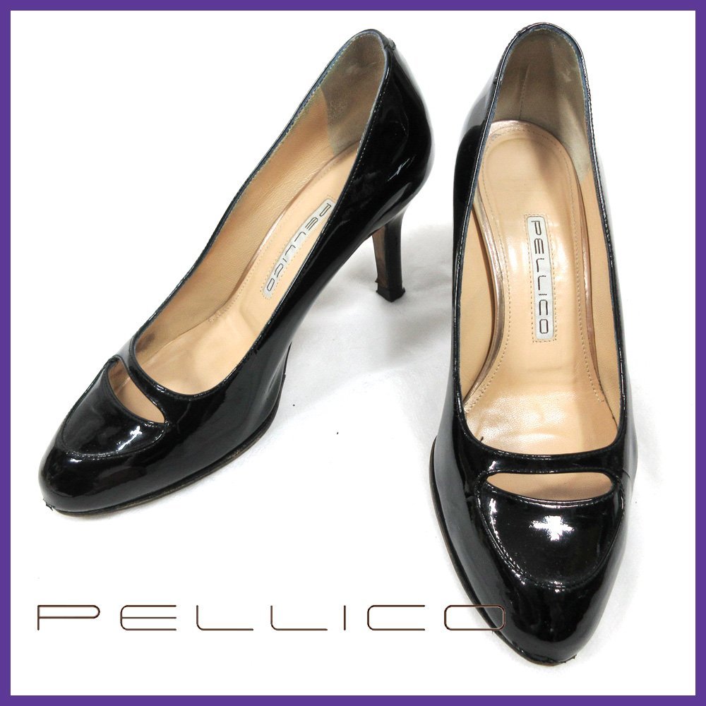  &sect;PELLICO /ペリーコ エナメルパンプス 35 1/2 22.5 23cm相当 ブラック 黒(ブラック系)｜売買されたオークション情報、yahooの商品情報をアーカイブ公開 - オークファン ブラック系