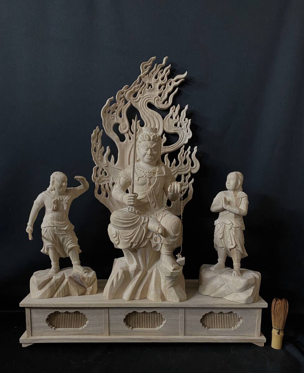 井波彫刻 特大型高91cm 時代彫刻 仏師で仕上げ品 十一面観音菩薩立像 