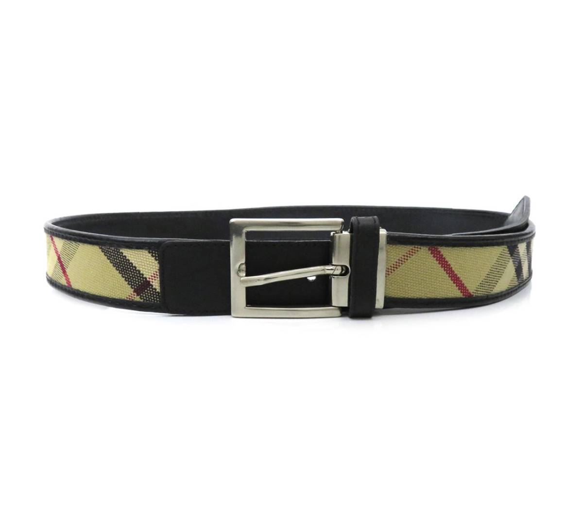 バーバリー　Burberry ノバチェック　レザーベルト BURBERRY バーバリー レザーベルト ノバチェック ロゴ入り BURBERRY