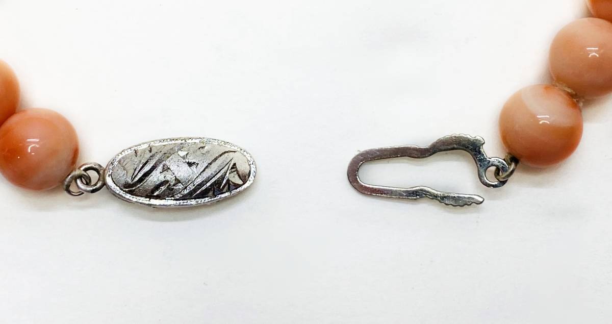 極美品 本珊瑚 サンゴ ネックレス 大玉 グラデーション ピンク SILVER 