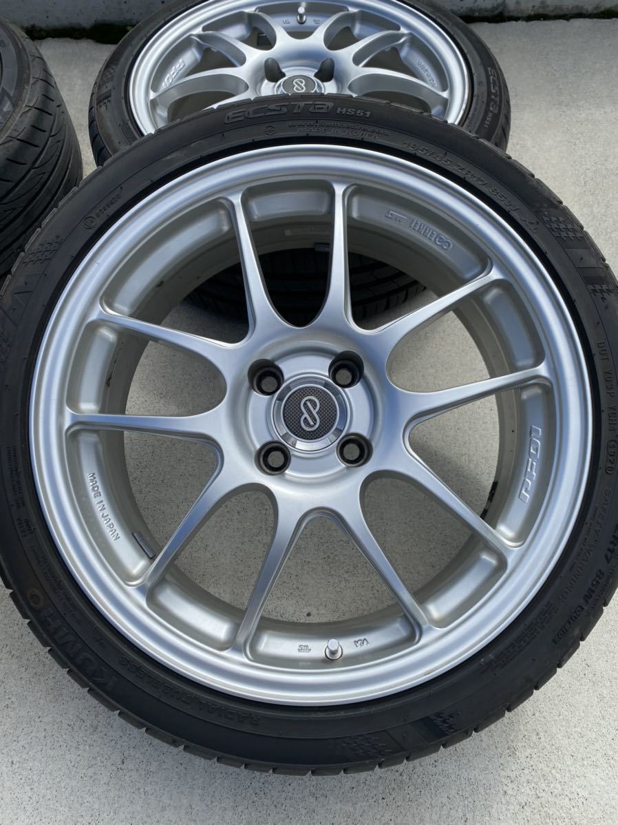 エンケイ 17インチ PF01 7J PCD100 4穴 オフセット38 バリ溝(ラジアル 