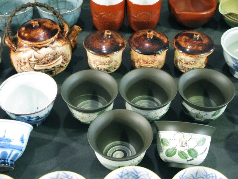 工芸品 湯飲み□古い貫入青磁碗 5客 煎茶器 煎茶碗 湯呑み ぐい呑み 窯