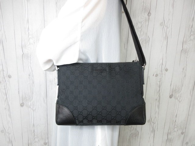極美品 GUCCI グッチ GG柄 ショルダーバッグ バッグ キャンバス×レザー