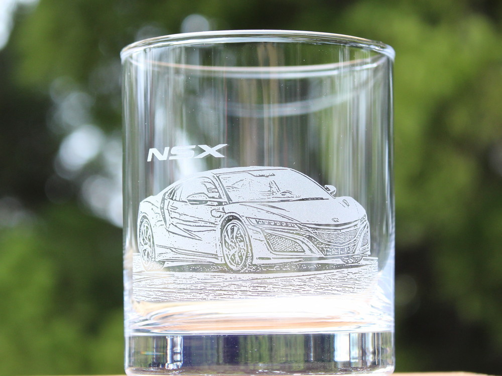 NSX(NC1)ロックグラス 底面オリジナルメッセージ&名入れ付き 送料無料 新品 箱付 記念品 プレゼントにおすすめ 特別なギフト 誕生日 グッズ