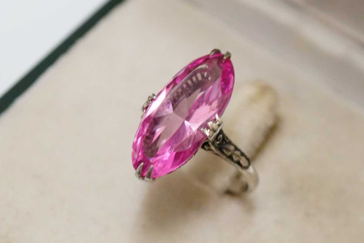 29 昭和品 ルビー 千本透かし リング 指輪 約13号 ヴィンテージ 