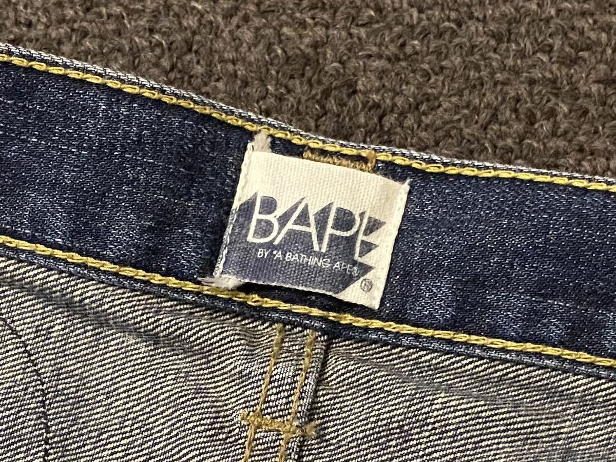 レア 00s 日本製 BAPE A BATHING APE 猿ワッペン チェーンステッチ
