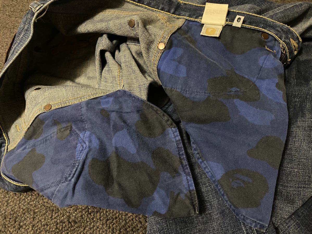 レア 00s 日本製 BAPE A BATHING APE 猿ワッペン チェーンステッチ