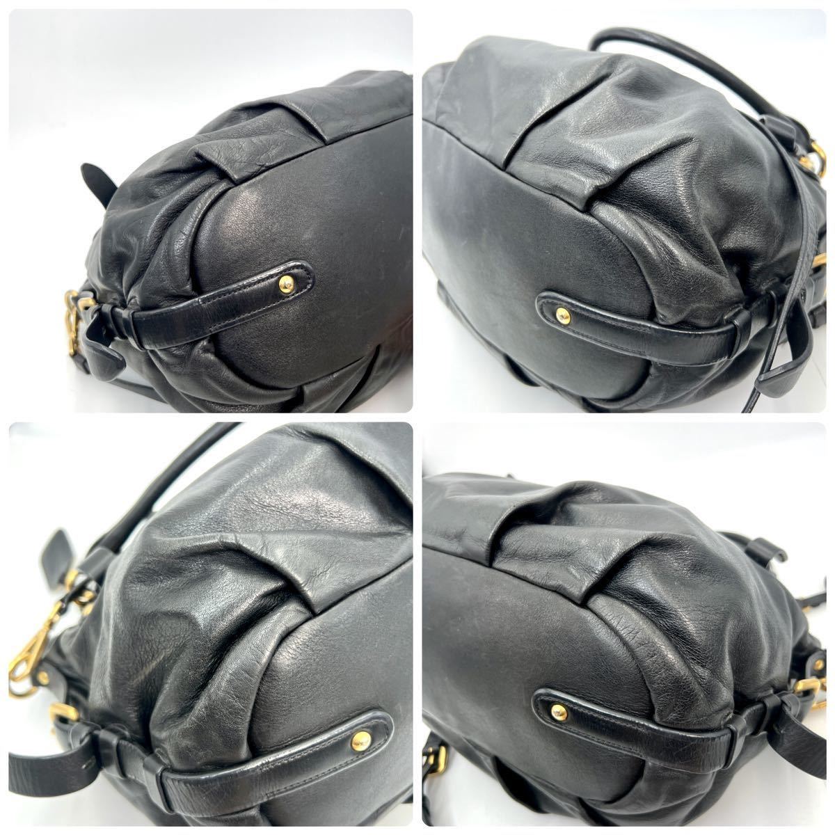 1円〜【最高級・極上】 PRADA プラダ トートバッグ ハンド 2WAY ショルダー付き ゴールド金具 レザー 黒 ブラック ロゴ 刻印 シリアル有 PRADA プラダ トートバッグ バッグ ワンショルダーバッグ ハンドバッグ＆トートバッグ