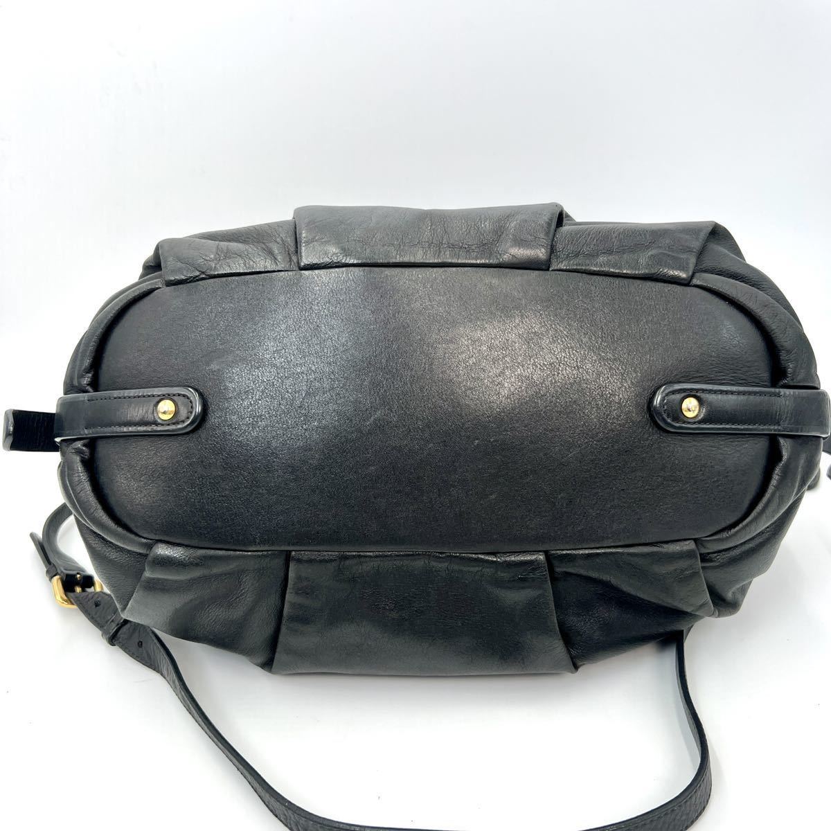 1円〜【最高級・極上】 PRADA プラダ トートバッグ ハンド 2WAY ショルダー付き ゴールド金具 レザー 黒 ブラック ロゴ 刻印 シリアル有 PRADA プラダ トートバッグ バッグ ワンショルダーバッグ ハンドバッグ＆トートバッグ