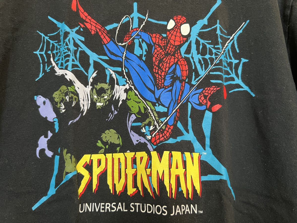 USJ SPIDER-MAN スパイダーマン 半袖プリントTシャツL-XL位 黒 