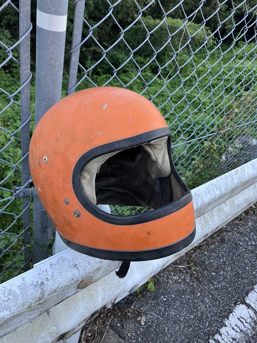 族ヘル SHOEI製 当時物 オレンジ フルフェイスヘルメット 旧車 レトロ