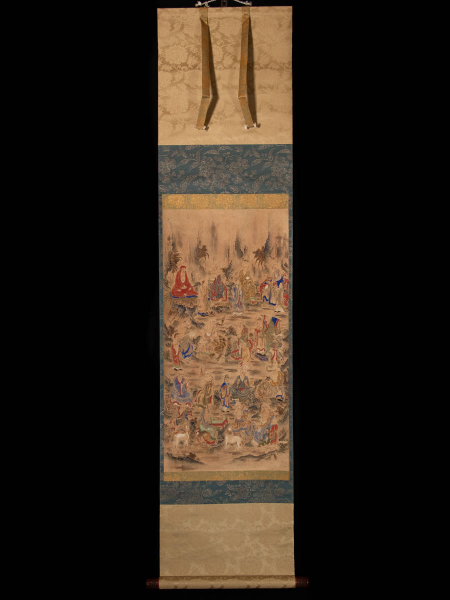 ◇天狗◇S531 仏画十六羅漢図 紙本◇無落款 釈迦 達磨 仏画 佛画 高僧