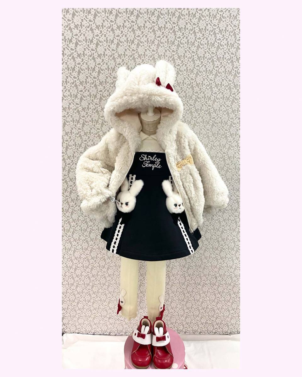 キッズ服(100cm~) シャーリーテンプルうさぎ千鳥ジャガードワンピース