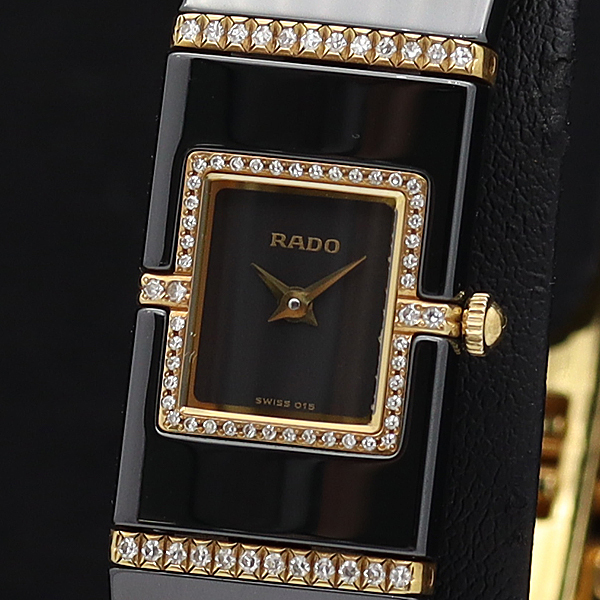 1円☆稼働◎美品【RADO/ラドー】DIASTAR/ダイヤスター 黒文字盤  