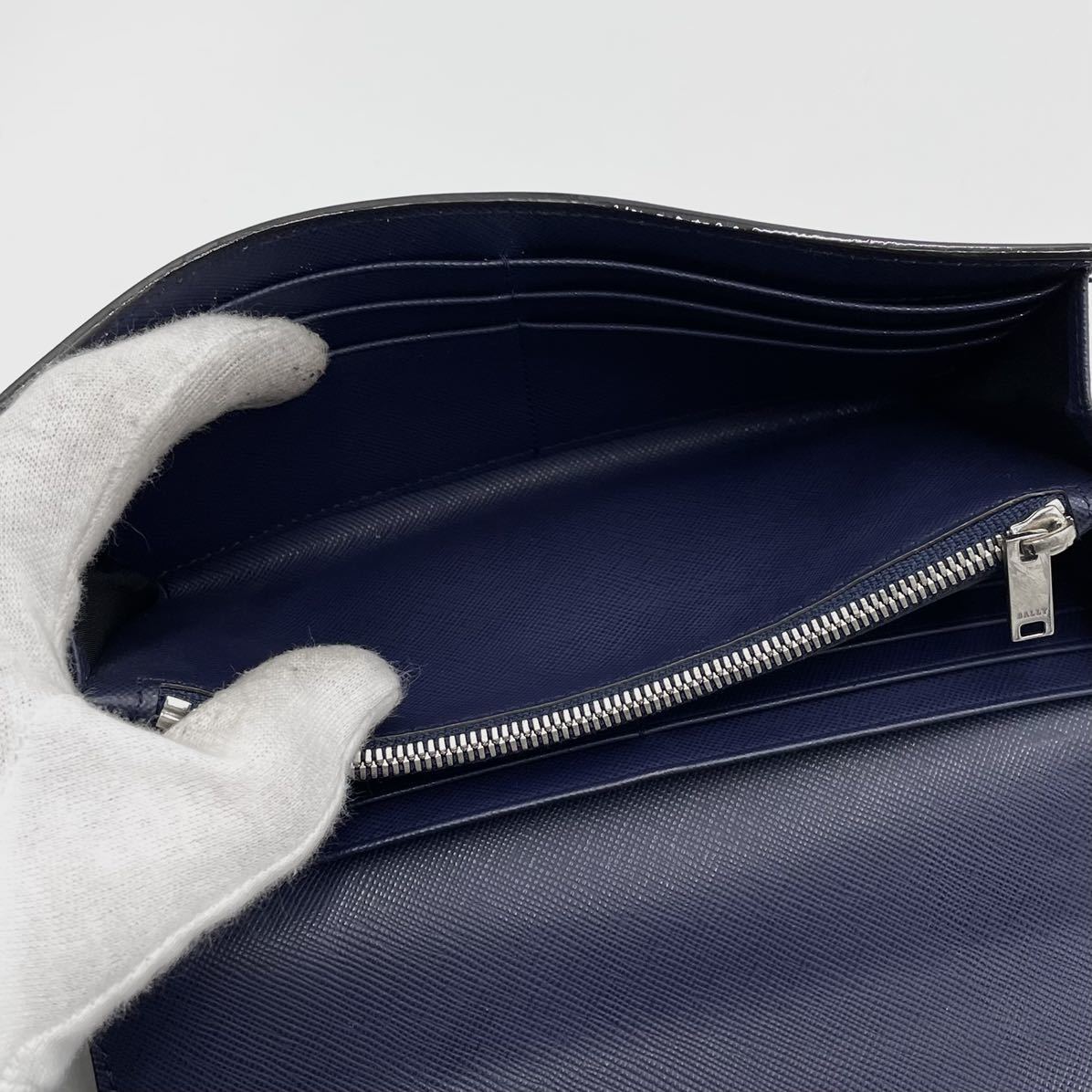 1円 極 BALLY バリー メンズ 長財布 Taliro タリロ ロゴ 金具 トレスポ ストライプ レザー 本革 カーフ サフィアーノ ...