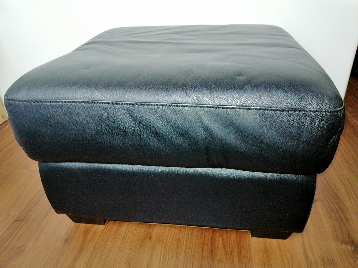 おトク ニトリ オットマン グレー 木製スツール 丸型 チェア