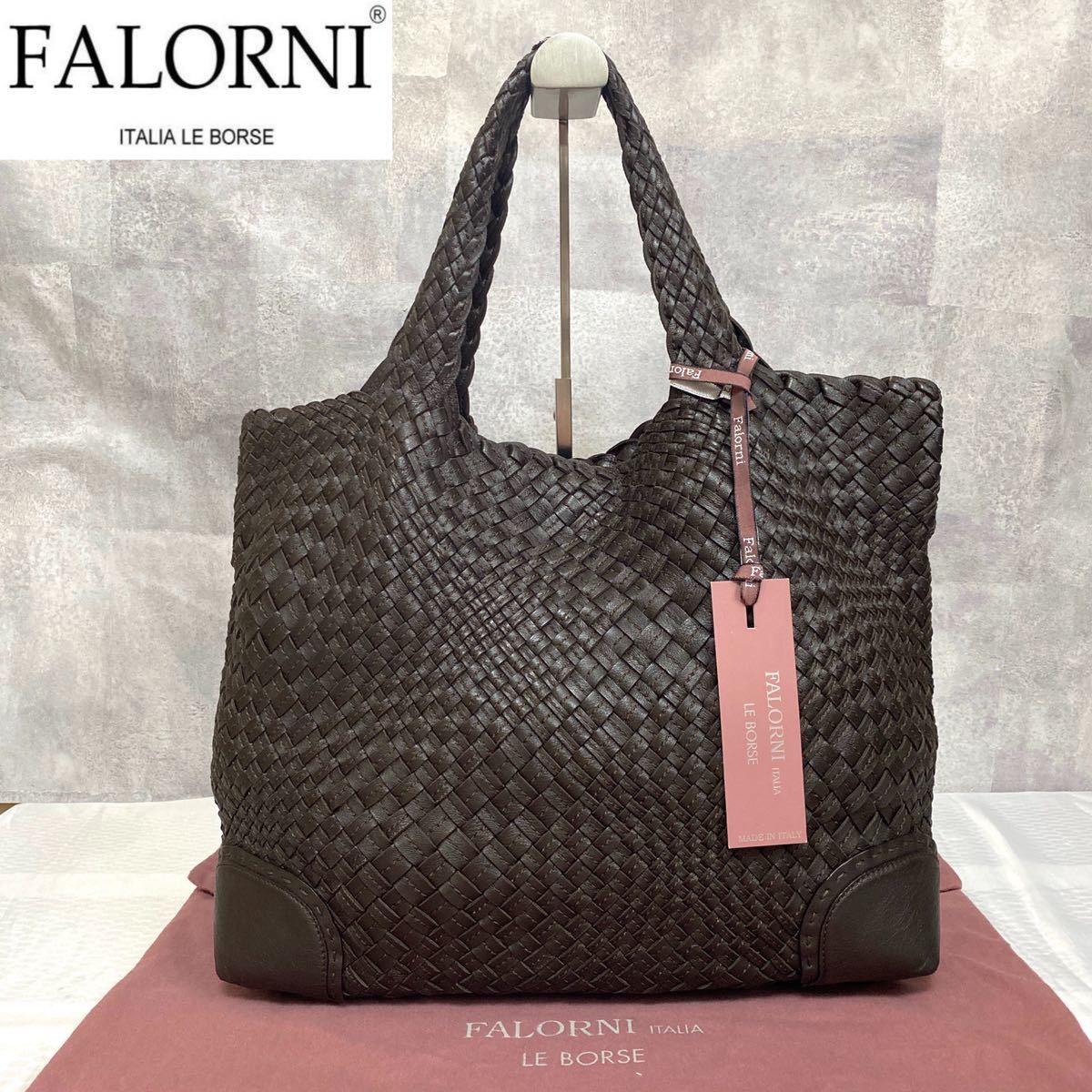 ファロルニ FALORNI イントレチャートバッグダークブラウン