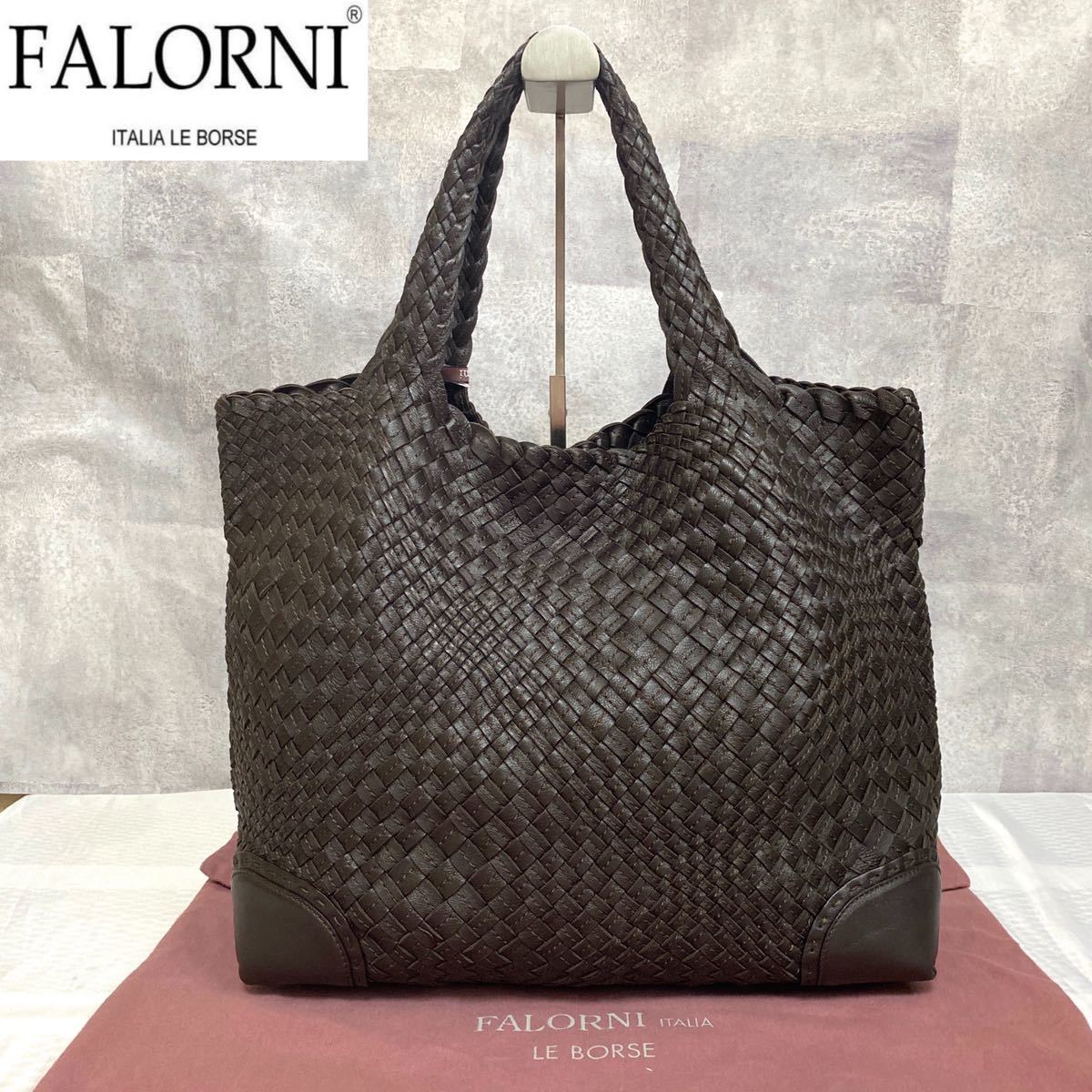 美品 定価148，500円 FALORNI ファロルニ イントレチャート レザー 