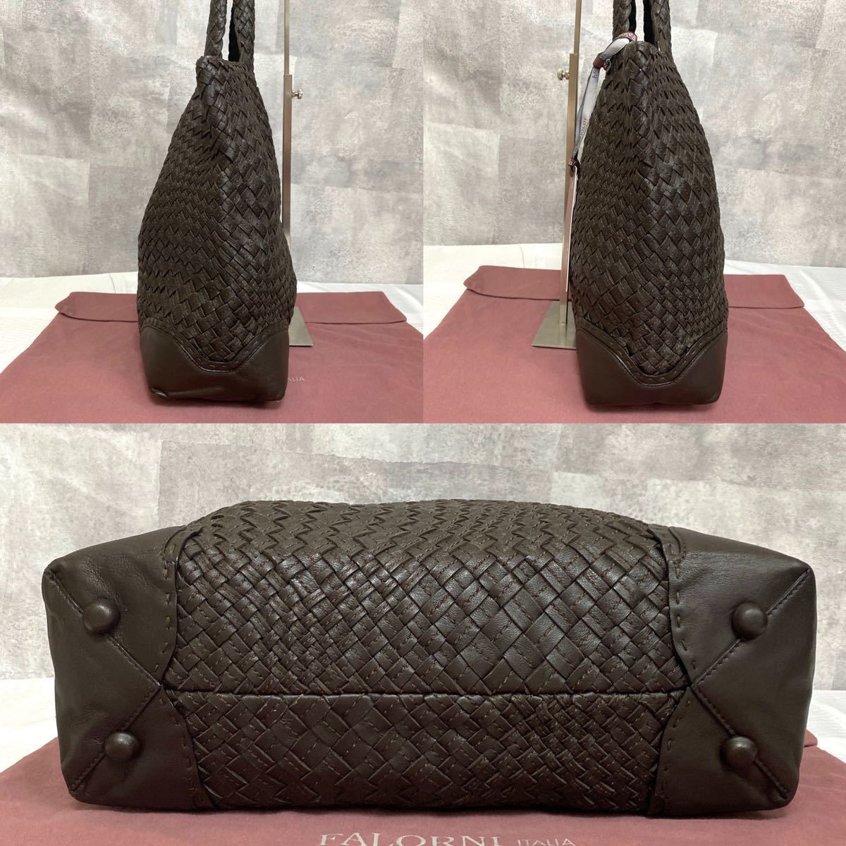 美品 定価148，500円 FALORNI ファロルニ イントレチャート レザー 