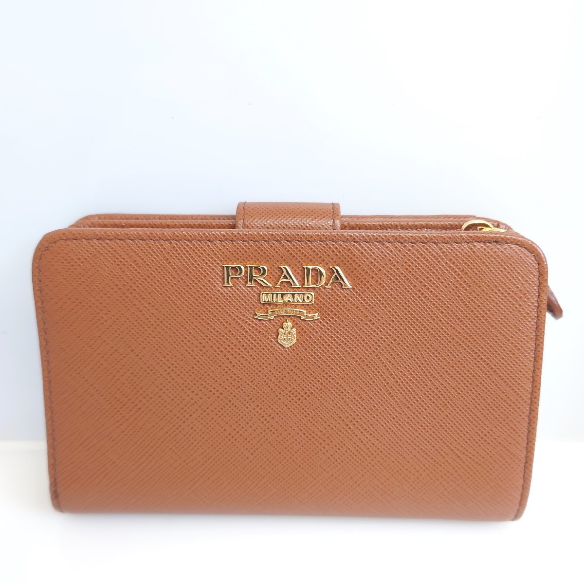 86】美品 PRADA プラダ 1ML225 二つ折り財布 サフィアーノ レザー L字 