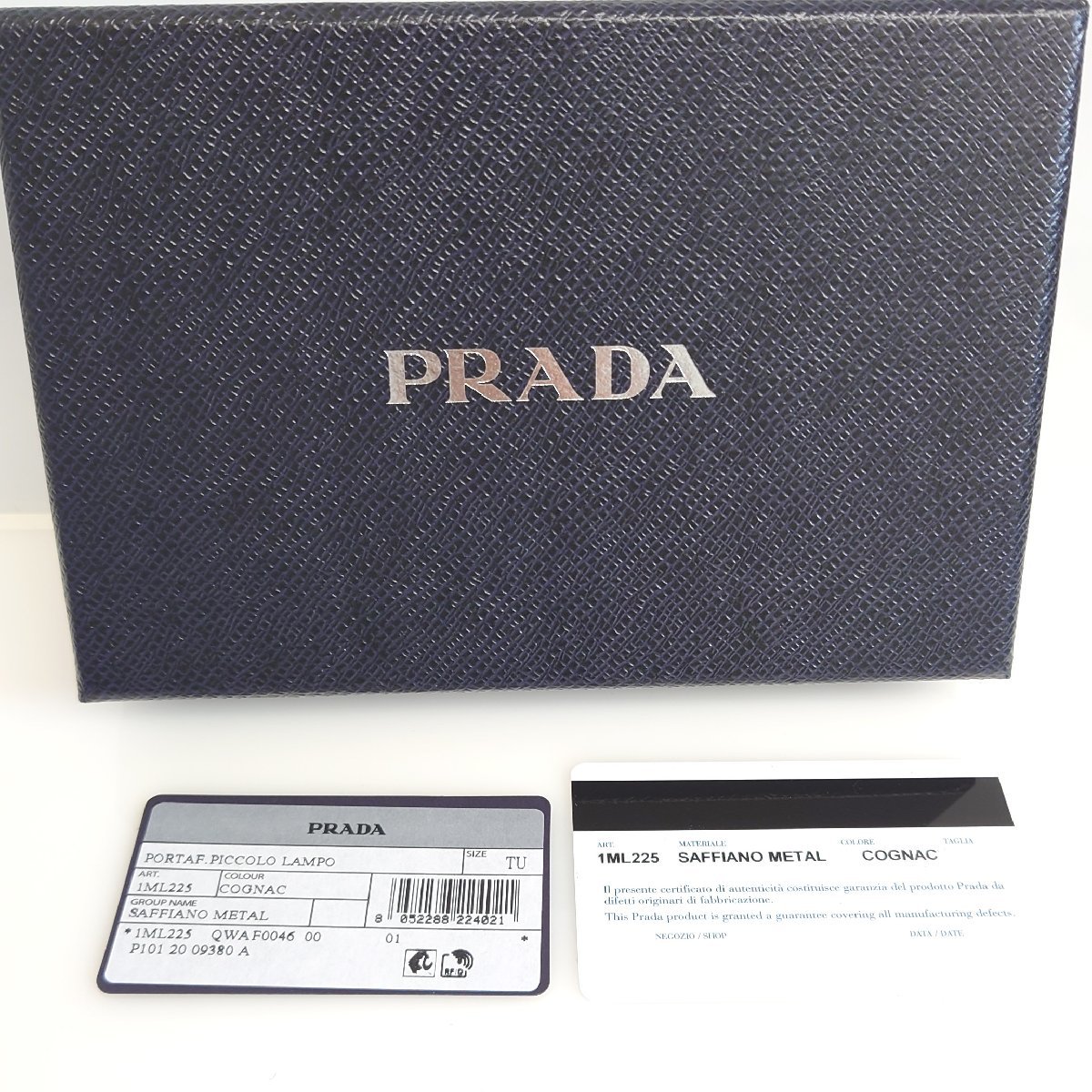 86】美品 PRADA プラダ 1ML225 二つ折り財布 サフィアーノ レザー L字 