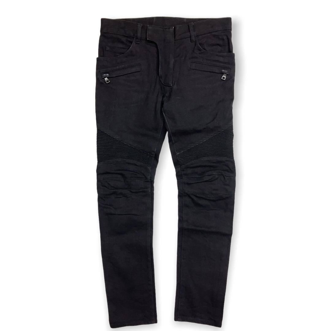 BALMAIN バルマン バイカーデニム ジーンズ スキニー パンツ 30 黒 