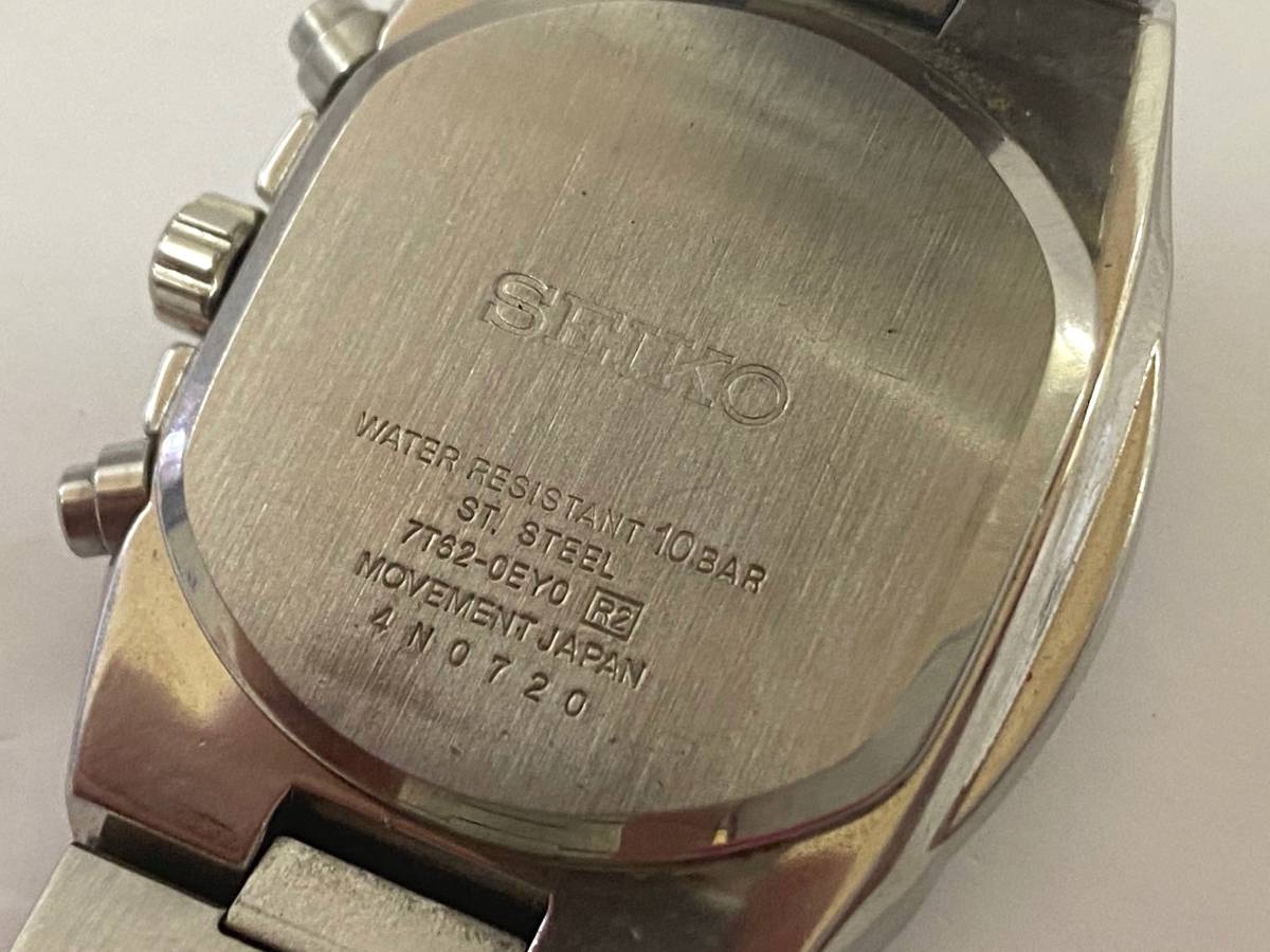 SEIKO セイコー クロノグラフ 黒文字盤 クォーツ メンズ 腕時計 7T62 