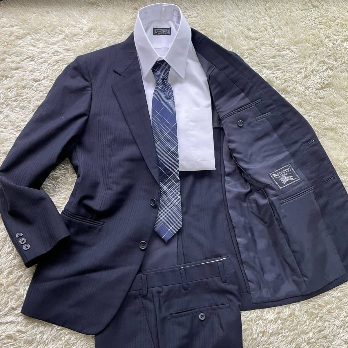 Burberrys スーツ セットアップ ネイビー ストライプ 背抜き AB5