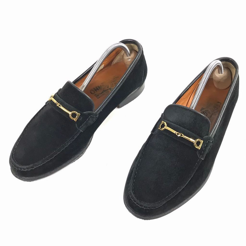 【人気定番，SALE】 フェラガモ 本物 Ferragamo 靴 26cm 黒 ガンチーニ ビットローファー スリッポン ビジネスシューズ スエード メンズ イタリア製 8 EE(男性用)｜売買されたオークション情報、yahooの商品情報をアー 靴