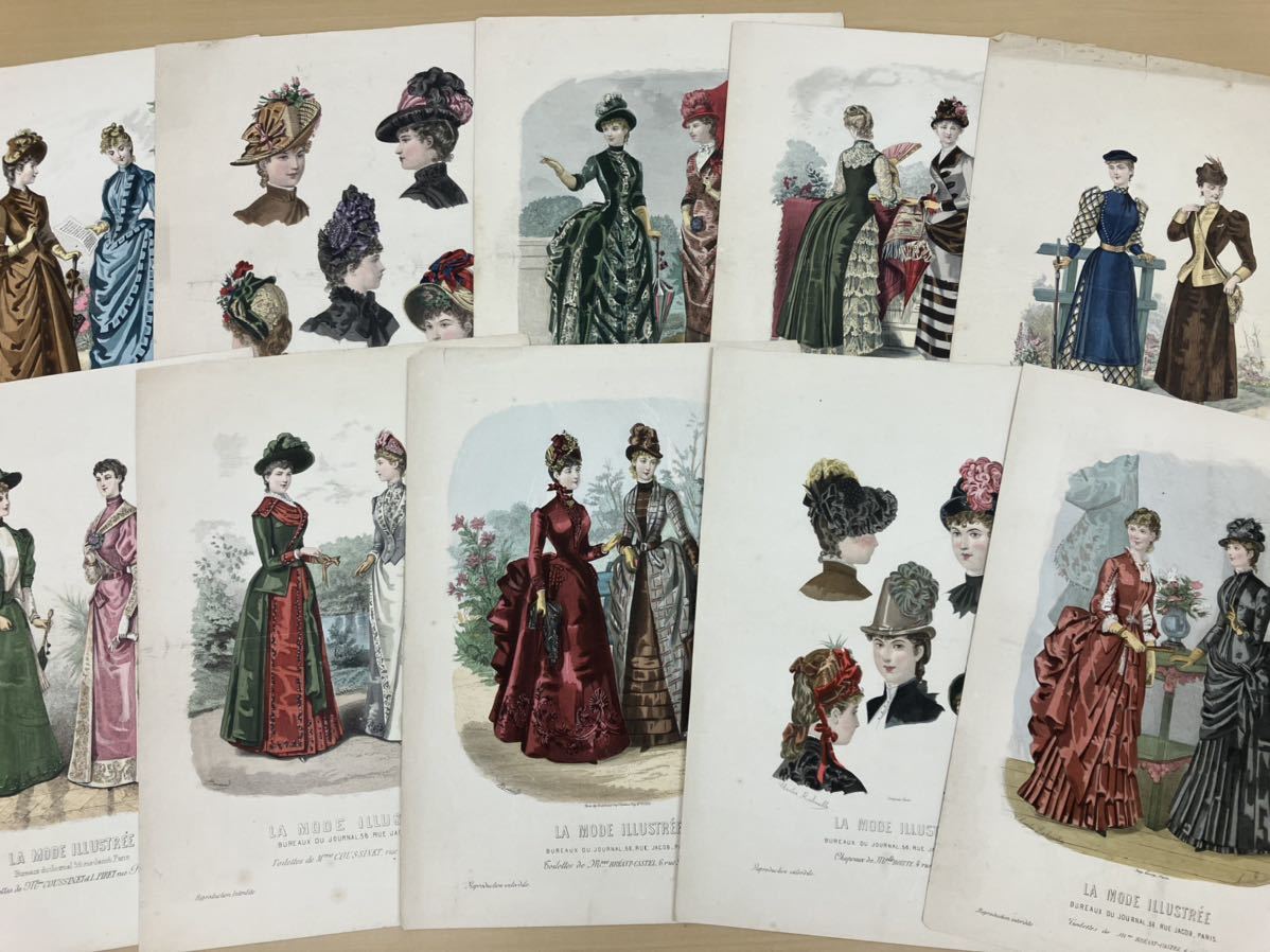 フランスアンティーク☆19世紀 銅版画ファッションプレート 10部セット