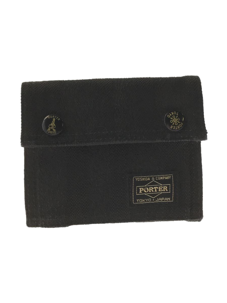 PORTER◇3つ折り財布/ナイロン/BLK/ストライプ ナイロン 三つ折り財布
