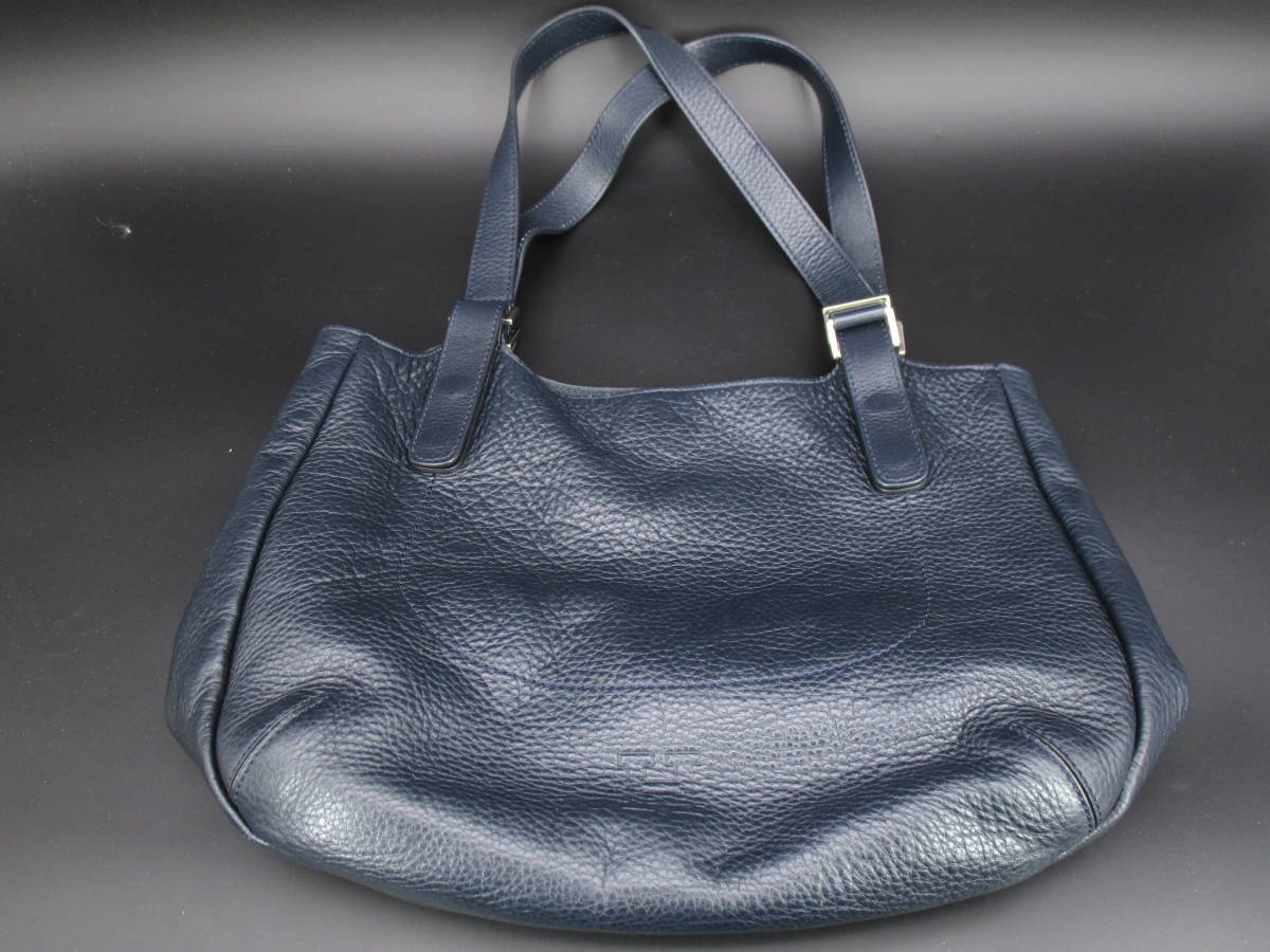 極美品 ヒロフ ワンショルダー ハンドバッグ フラップ Hロゴ シボ革 